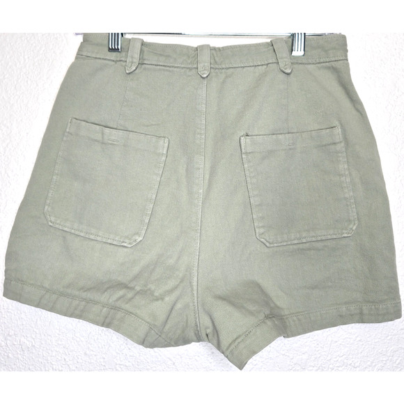 Zara Womens Shorts 8 Mint Green High Waisted Gold Button Military Sailor Cotton - Picture 3 of 8